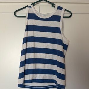 Marled Blue and White Striped Tank Top